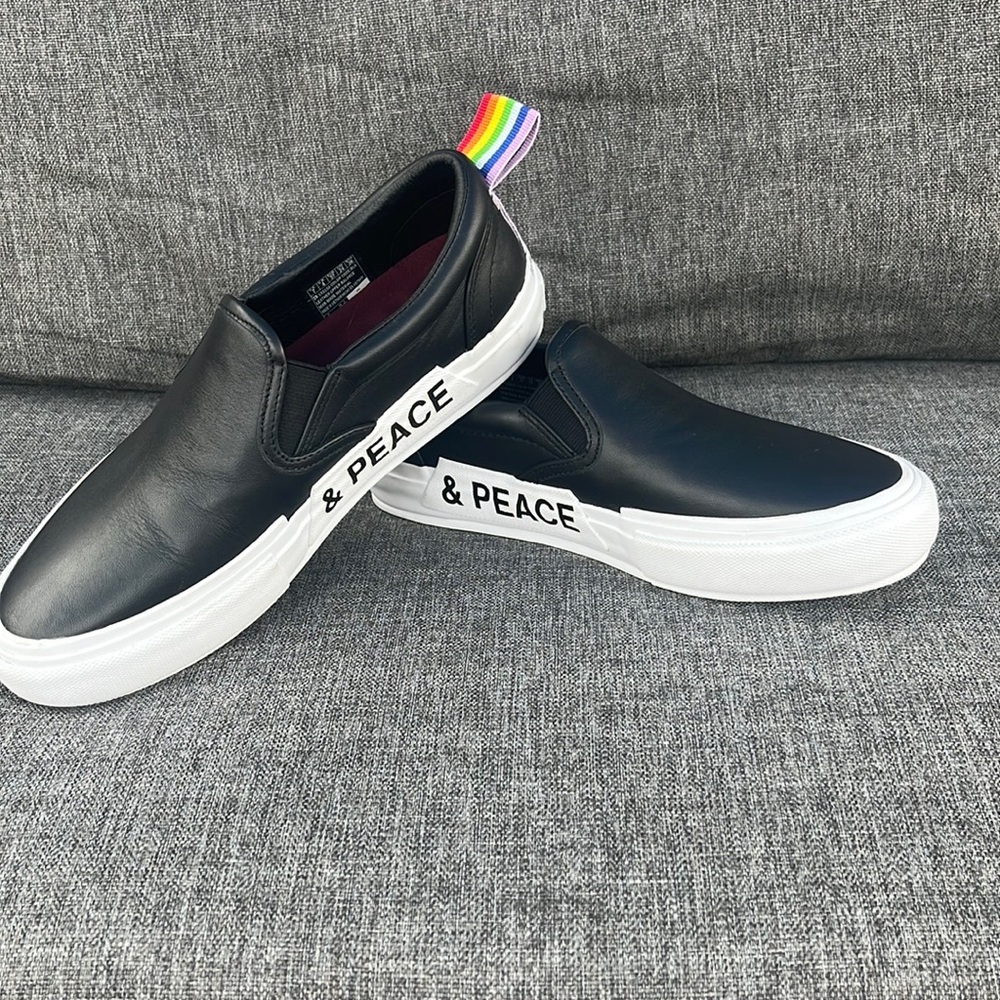 Unworn Mark Nason,LA Pride “Peace & Love” limited edition leather slip on shoes